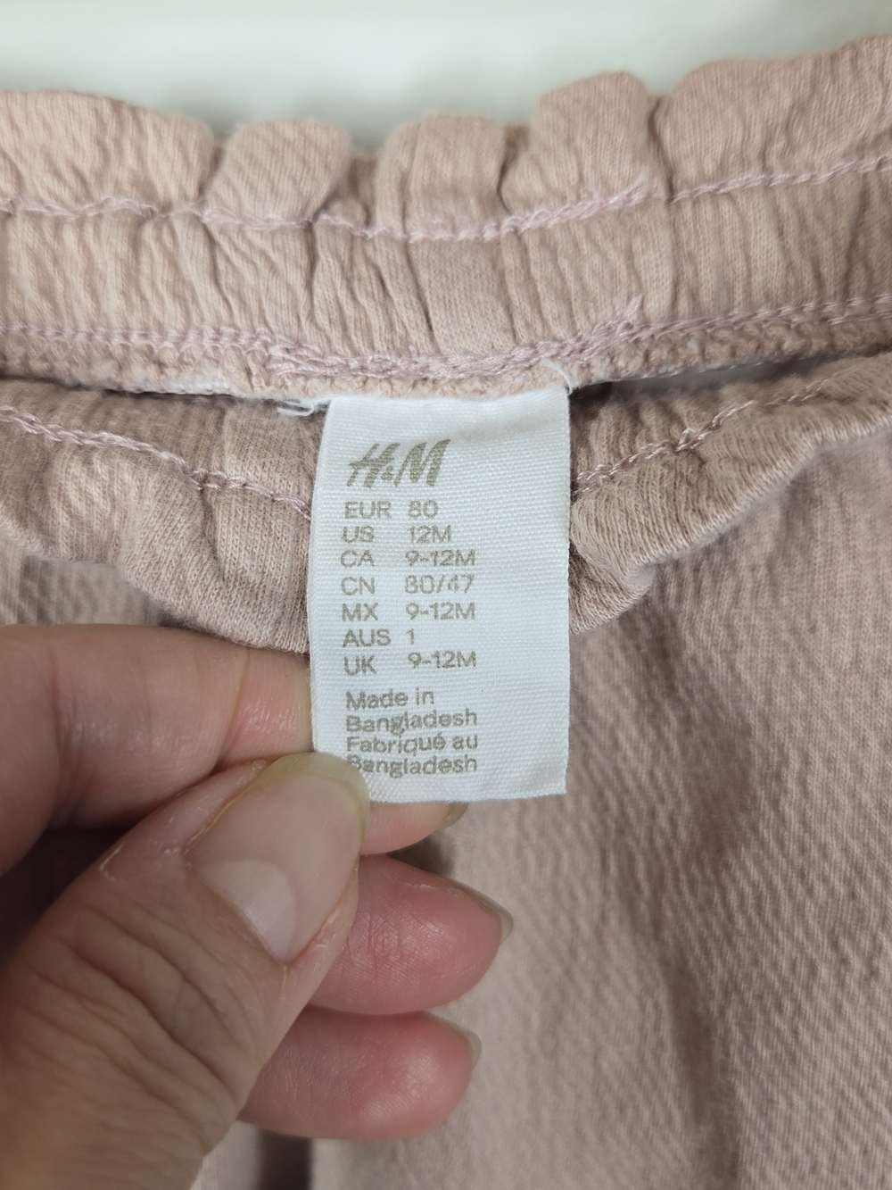 H&M Baby Set 9-12 Months Soft Pink Textured Button-Front Top & Pants Outfit - Picture 9 of 11
